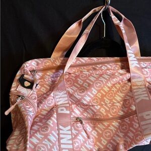 PINK Victoria's Secret Pink and White Travel Bag with Glamorous Design